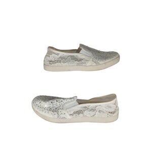 Jellypop Lace Slip On Sneakers 8M White‎ Rhinestone Bridal Coquette Floral Shoes